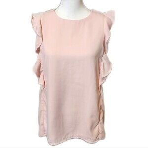 5/$55 Do + Be Soft Pink Ruffle Sleeve Blouse W/ Snap Belt, Lined, S